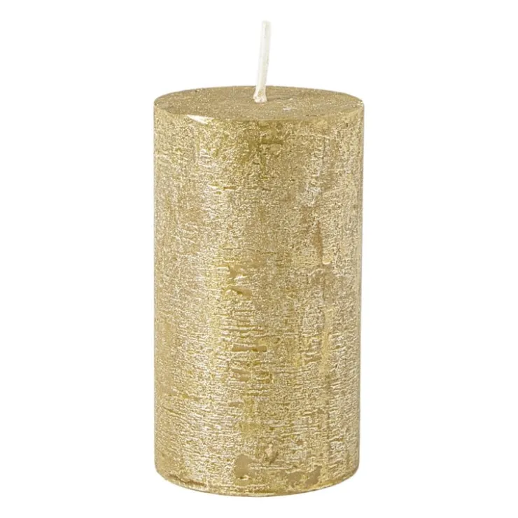 Xenos Kaars rustiek - goud - ø7x12 cm- Stompkaarsen