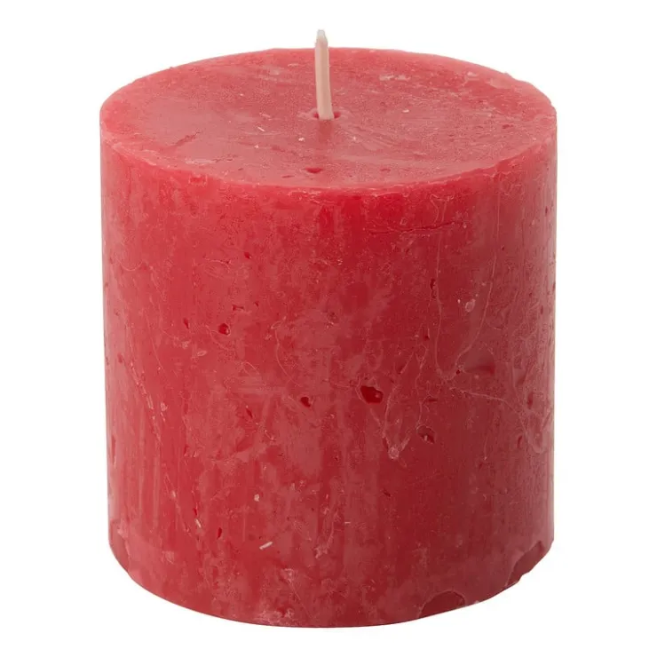 Xenos Kaars rustiek - rood - ø7x7 cm- Stompkaarsen