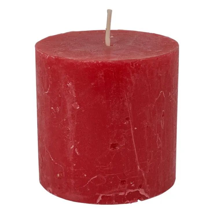 Xenos Kaars rustiek - rood - ø7x7 cm- Stompkaarsen