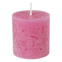 Xenos Kaars rustiek - roze - ø7x7 cm- Stompkaarsen