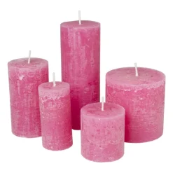 Xenos Kaars rustiek - roze - ø7x18 cm- Stompkaarsen