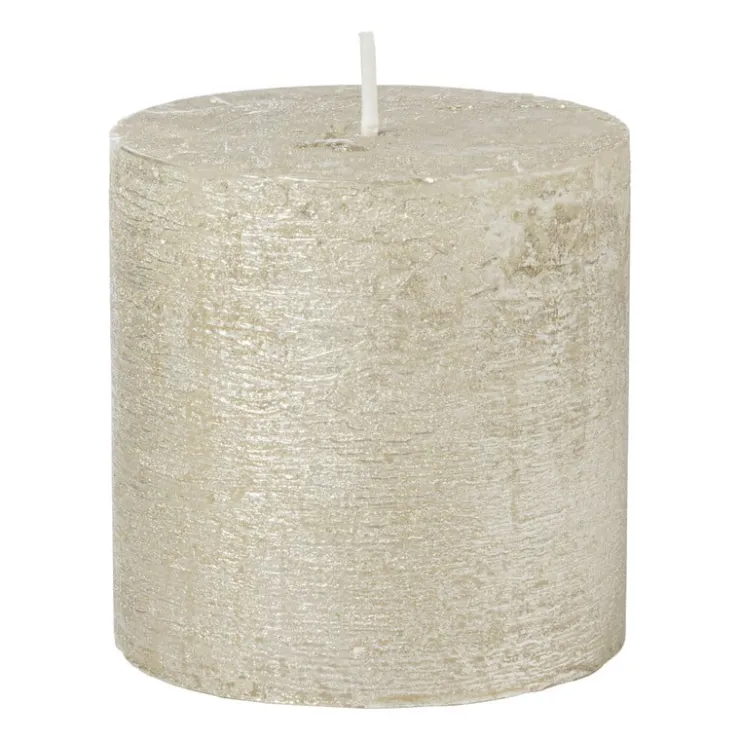 Xenos Kaars rustiek - zilver - ø10x10 cm- Kerstcadeaus|Stompkaarsen
