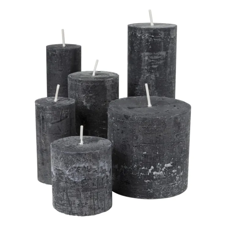 Xenos Kaars rustiek - zwart - ø10x10 cm- Stompkaarsen