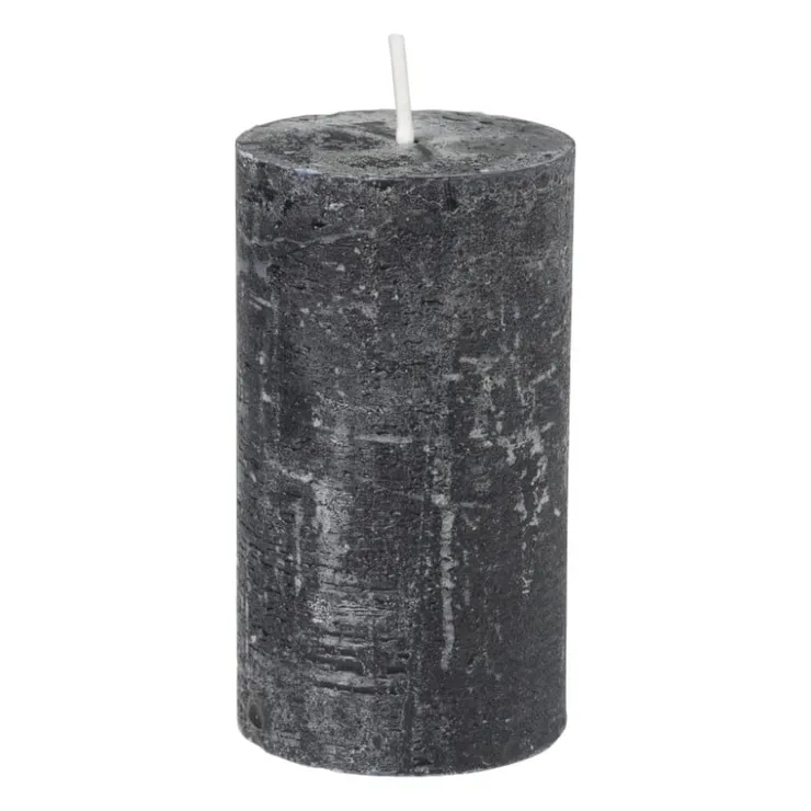 Xenos Kaars rustiek - zwart - ø7x12 cm- Stompkaarsen
