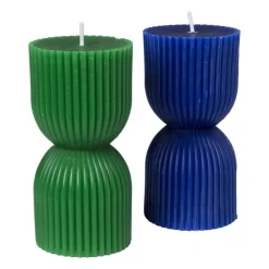 Xenos Kaars zandloper - groen - ø6x12 cm- Kerstcadeaus|Sierkaarsen