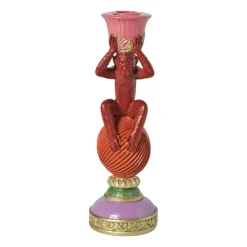Xenos Kandelaar aap - multikleur - ø8x22.5 cm- Kandelaars