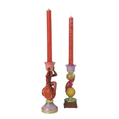 Xenos Kandelaar aap - multikleur - ø8x22.5 cm- Kandelaars
