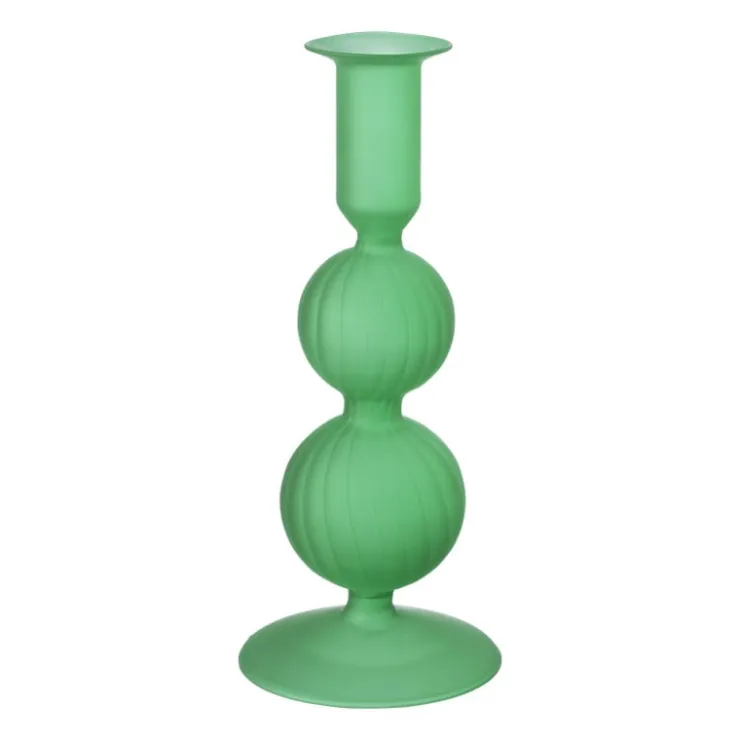 Xenos Kandelaar 2bol - groen - ø8.5x20 cm- Kandelaars