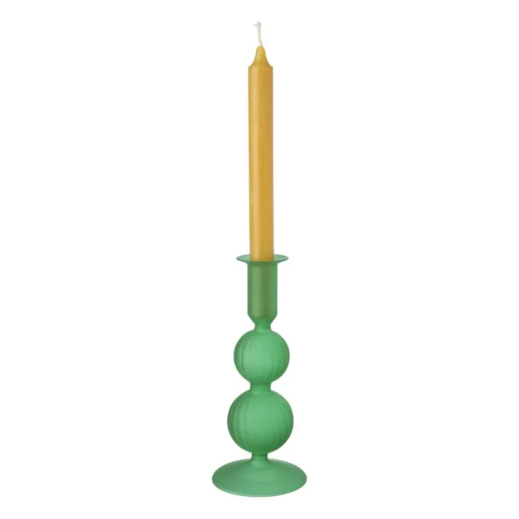 Xenos Kandelaar 2bol - groen - ø8.5x20 cm- Kandelaars