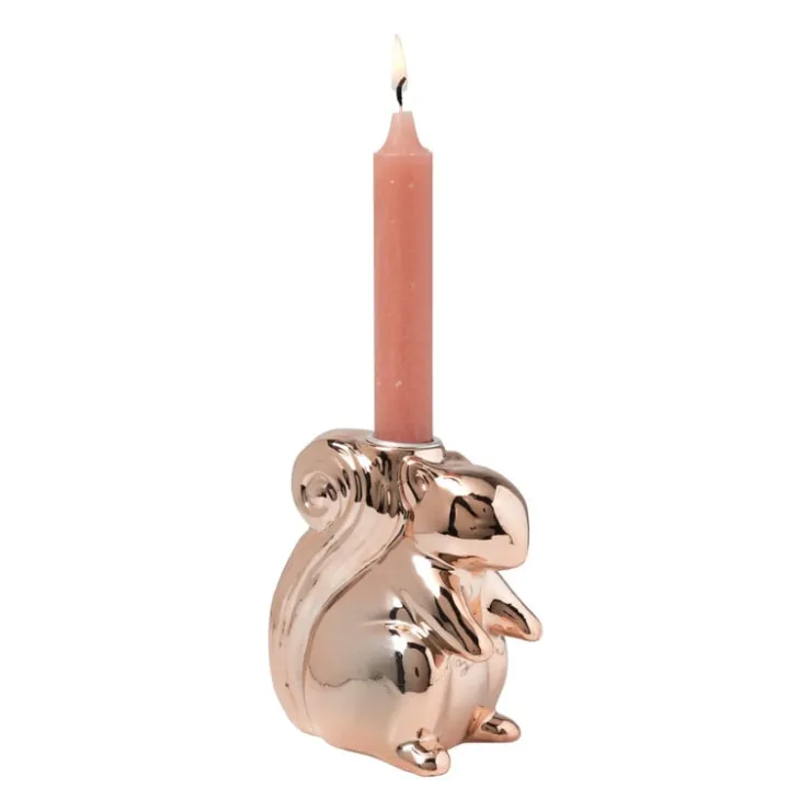 Xenos Kandelaar eekhoorn - rosé goud - 12.5 cm- Kandelaars
