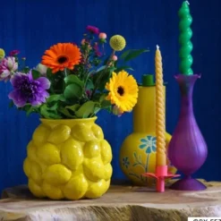 Xenos Kandelaar hoog - paars - ø8x22.5 cm- Kandelaars