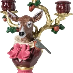 Xenos Kandelaar kerst met rendier - 30.5 cm- Kerst|Kerstcadeaus