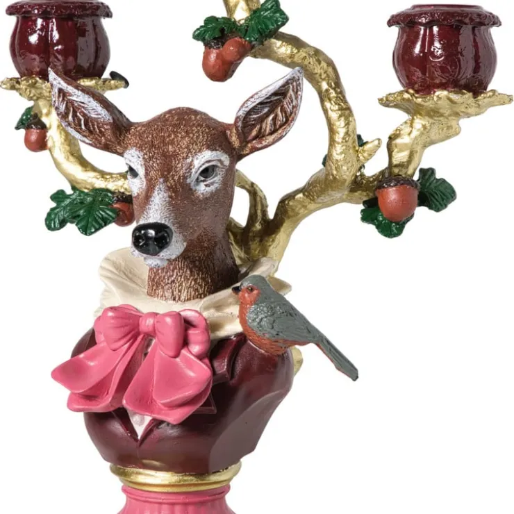 Xenos Kandelaar kerst met rendier - 30.5 cm- Kerst|Kerstcadeaus