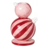 Xenos Kandelaar kerstbal groot - rood/roze - ø7.8x12.5 cm- Kandelaars