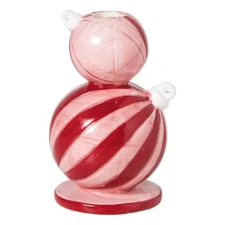 Xenos Kandelaar kerstbal groot - rood/roze - ø7.8x12.5 cm- Kandelaars