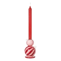 Xenos Kandelaar kerstbal groot - rood/roze - ø7.8x12.5 cm- Kandelaars