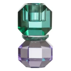 Xenos Kandelaar kristal - groen/paars - ø5.5x9 cm- Kandelaars