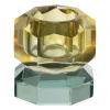 Xenos Kandelaar kristal 2-laags - oker/groen - 4x4x4 cm- Kandelaars