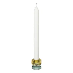 Xenos Kandelaar kristal 2-laags - oker/groen - 4x4x4 cm- Kandelaars