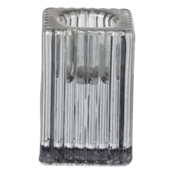 Xenos Kandelaar rib glas - grijs - 4x4x6 cm- Kandelaars