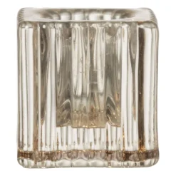 Xenos Kandelaar rib glas - helder - 4x4x4 cm- Kandelaars