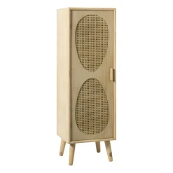 Xenos Kast Flores hoog met ovalen vlakken - bruin - 125x40x37.5 cm- Kast Met Deuren