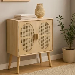 Xenos Kast Flores met ovalen vlakken - bruin - 78x70x37.5 cm- Tv Meubels|Kast Met Deuren