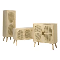 Xenos Kast Flores met ovalen vlakken - bruin - 78x70x37.5 cm- Tv Meubels|Kast Met Deuren