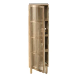 Xenos Kast Japandi smal - bruin - 145x40x33 cm- Kast Met Deuren