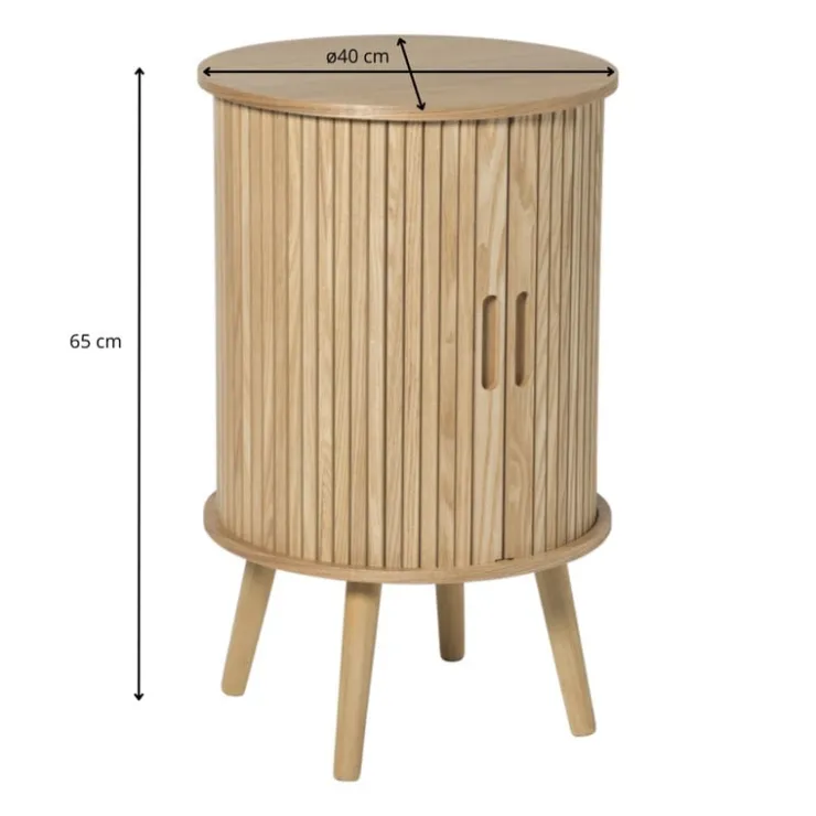 Xenos Kast Uppsala rond hoog - naturel - ø40x65 cm- Nachtkastjes|Kast Met Deuren