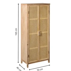 Xenos Kast webbing Lombok - bruin - 165x70x40 cm- Kast Met Deuren