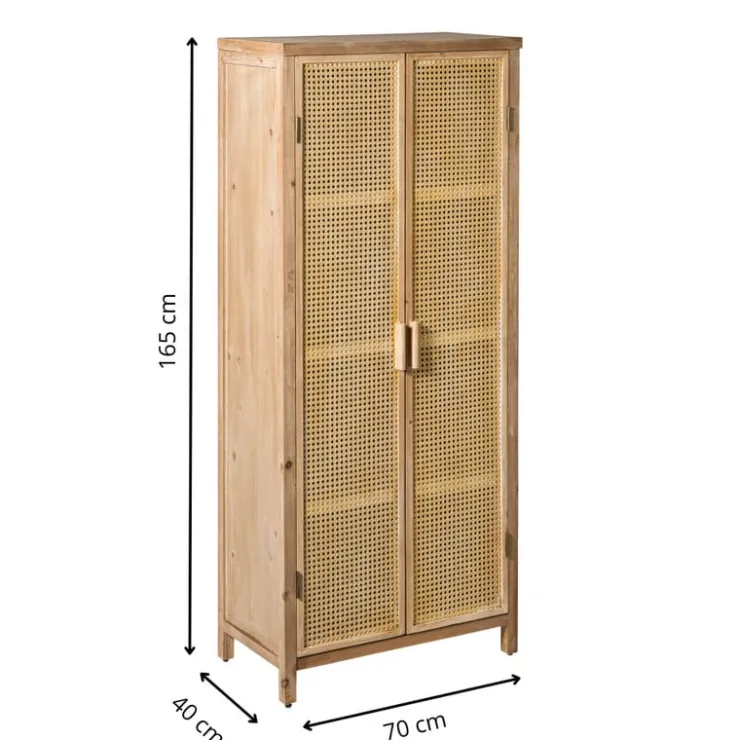 Xenos Kast webbing Lombok - bruin - 165x70x40 cm- Kast Met Deuren