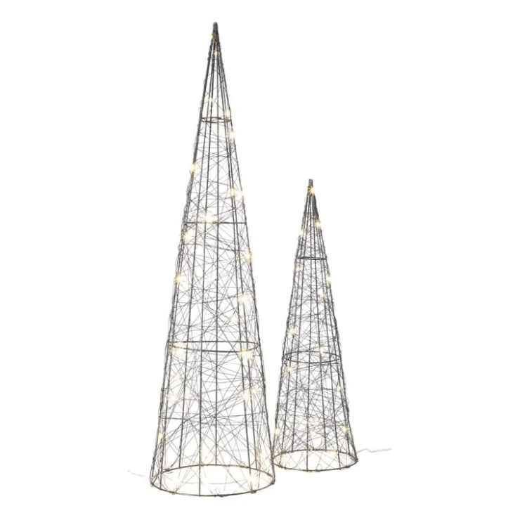 Xenos Kegel LED - zwart - ø12x40 cm- Kleine Kerstbomen