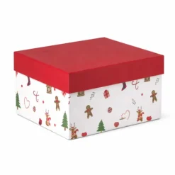 Xenos Kerst cadeau doos groot - multikleur - 9.5x21.5x16 cm- Kerst Inpakken