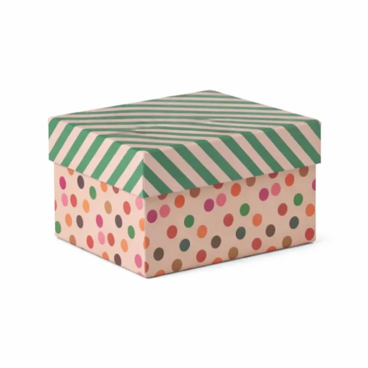 Xenos Kerst cadeau doos middel - multikleur - 8.5x16.5x12.5 cm- Kerst Inpakken