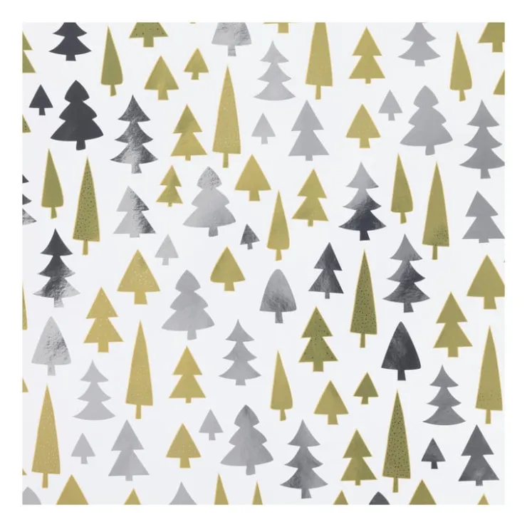 Xenos Kerst inpakpapier boom - zilver/goud - 70x200 cm- Kerst Inpakken
