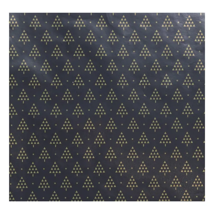 Xenos Kerst inpakpapier kerstboom - zwart - 70x200 cm- Kerst Inpakken