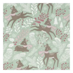 Xenos Kerst inpakpapier rendier - groen - 70x200 cm- Kerst Inpakken