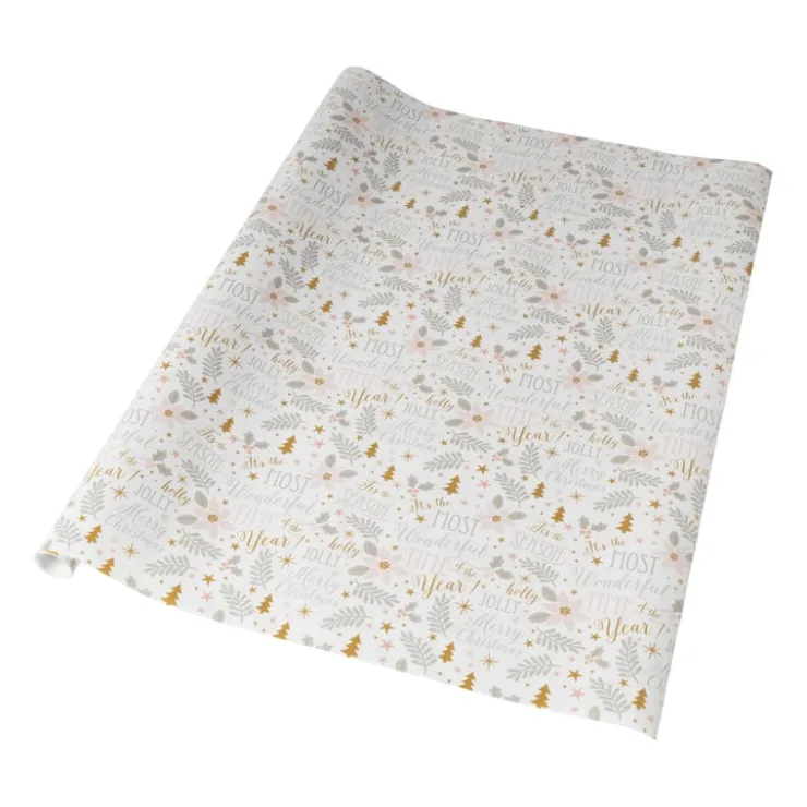 Xenos Kerst inpakpapier wonderful time - multikleur - 70x200 cm- Kerst Inpakken