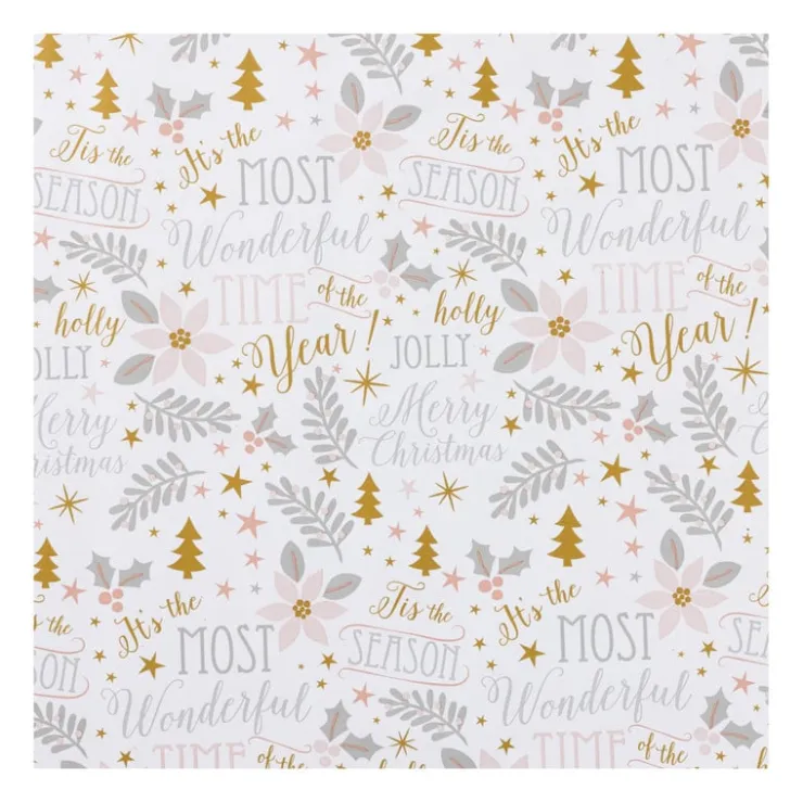 Xenos Kerst inpakpapier wonderful time - multikleur - 70x200 cm- Kerst Inpakken