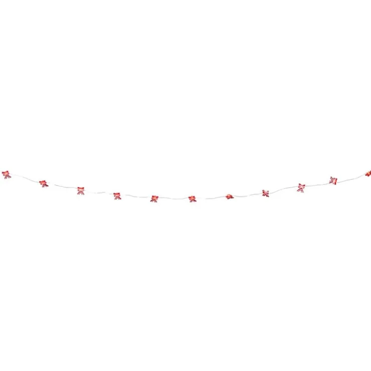 Xenos Kerst lichtslinger met strikjes - rood - 1.9 meter- Kerstverlichting|Kerstboom Verlichting