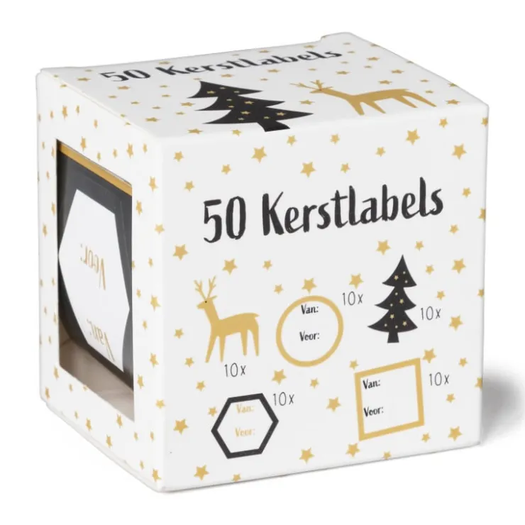 Xenos Kerst naamstickers - diverse varianten - set van 50- Kerst Inpakken