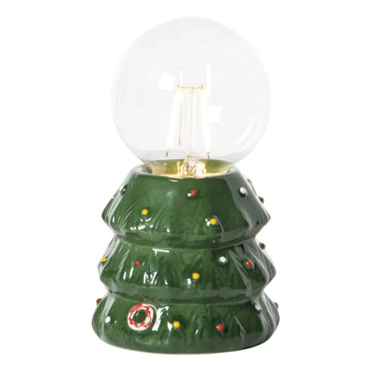 Xenos Kerst tafellamp - groen - ø9x16 cm- Kerstverlichting|Led Lampen