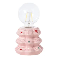 Xenos Kerst tafellamp - roze - ø10.5x16.5 cm- Kerstverlichting|Led Lampen
