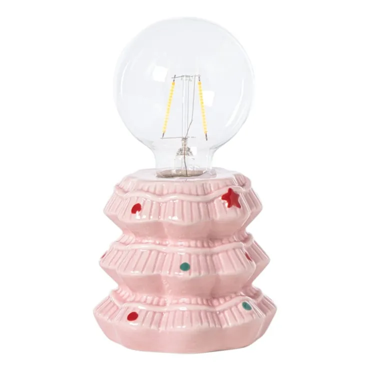 Xenos Kerst tafellamp - roze - ø10.5x16.5 cm- Kerstverlichting|Led Lampen