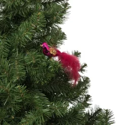 Xenos Kerst vogel op clip - paars - 6x15x3.5 cm- Kerstfiguren|Kersthangers