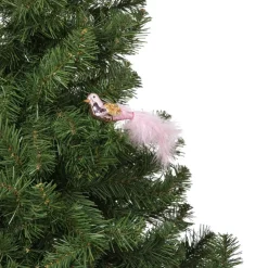 Xenos Kerst vogel op clip - roze - 6x15x3.5 cm- Kerstfiguren|Kersthangers