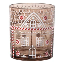 Xenos Kerst waxinelichthouder groot - bruin - ø9x10 cm- Waxinelichthouders