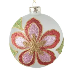 Xenos Kerstbal bloem - wit- Kerstballen