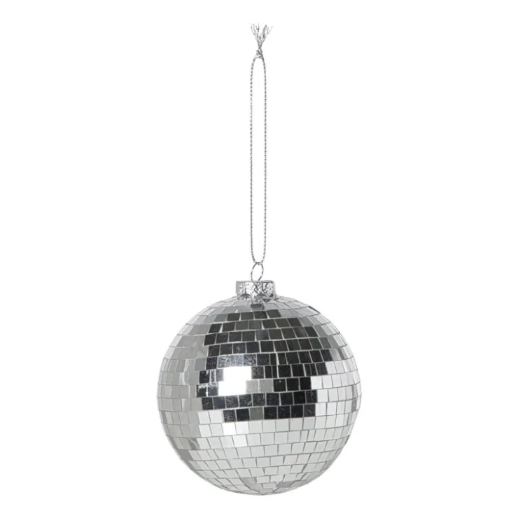 Xenos Kerstbal discobal - zilverkleurig- Kerstballen